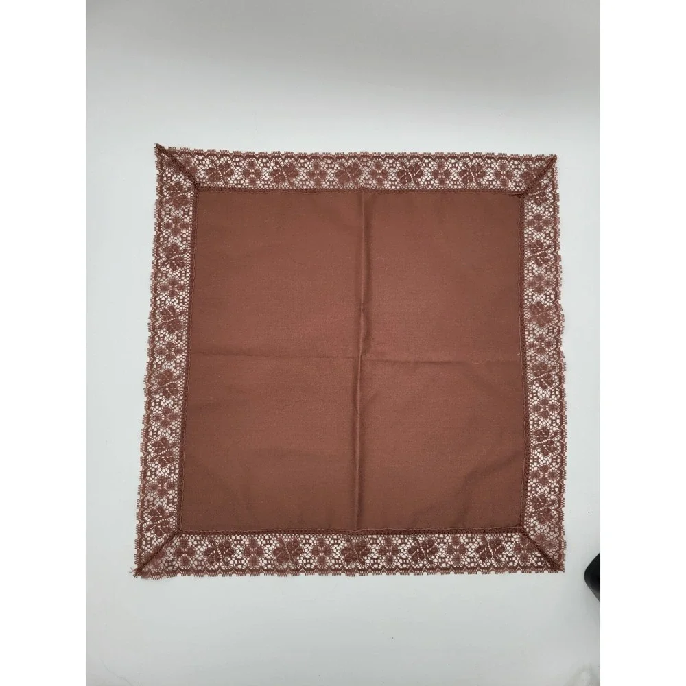 Vintage Brown Lace‎ Trim Edge Napkins Set Of 4 Handmade